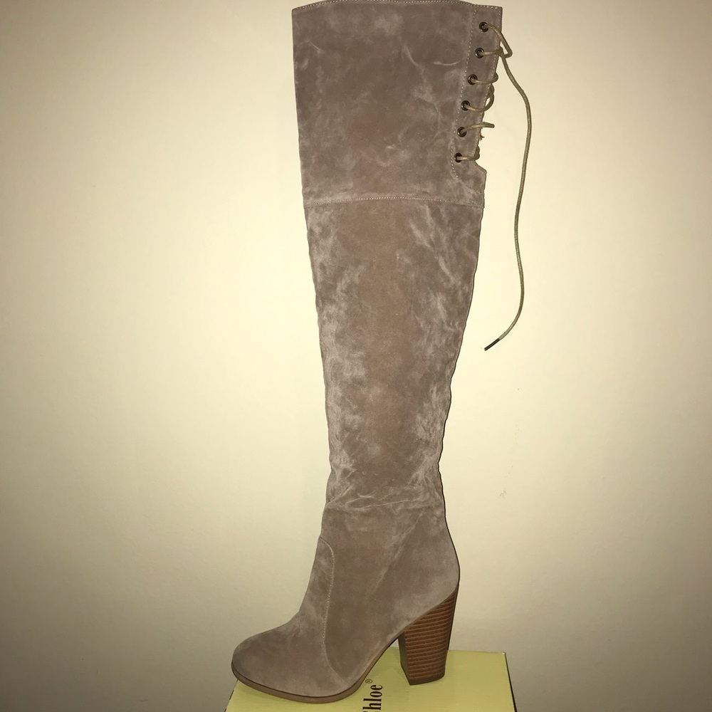 Suede Knee High Lace Up Boots